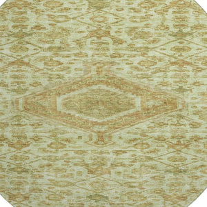 HomeRoots 8' X 8' Sage and Salmon Floral Area Rug - Washable, UV-Protected, Stain-Resistant for Stylish Comfort 691803
