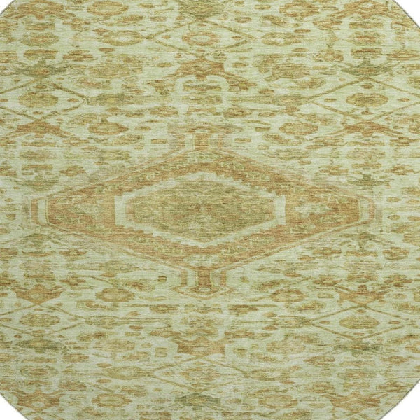 HomeRoots 8' X 8' Sage and Salmon Floral Area Rug - Washable, UV-Protected, Stain-Resistant for Stylish Comfort 691803