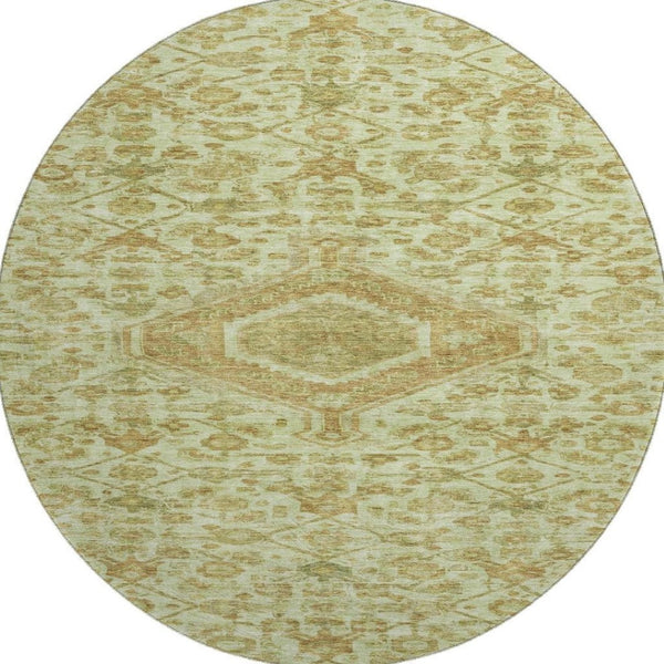 HomeRoots 8' X 8' Sage and Salmon Floral Area Rug - Washable, UV-Protected, Stain-Resistant for Stylish Comfort 691803