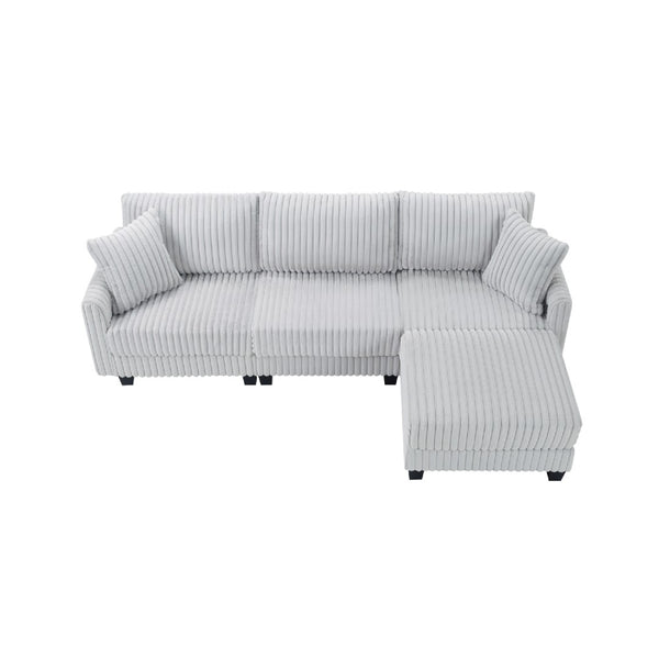 English Elm 100-inch Corduroy Sectional Sofa Modular L-shape with Dual Charging Ports Living Room W3480S00004