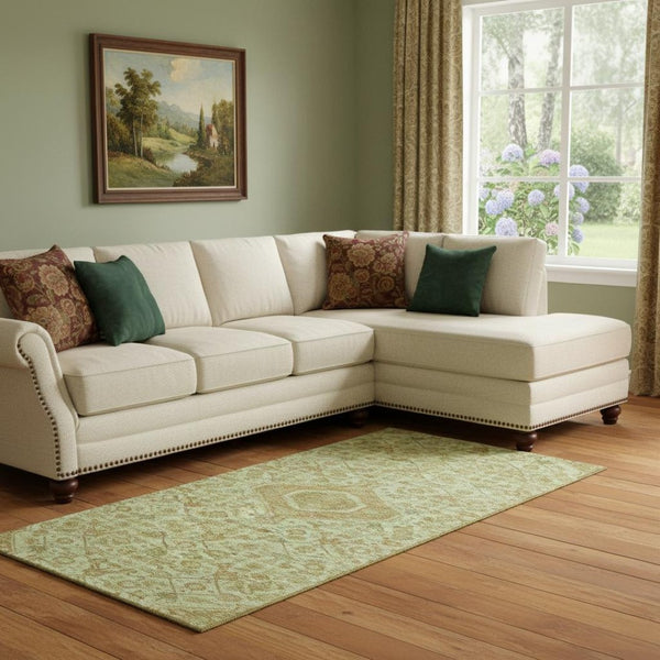 HomeRoots 8' Sage and Salmon Floral Washable Area Rug - UV Protected, Stain-Resistant, Perfect for Busy Homes! 691804