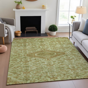 HomeRoots 9' X 12' Sage & Salmon Floral Area Rug - Washable, UV Protected, Stain Resistant for Busy Homes 691805