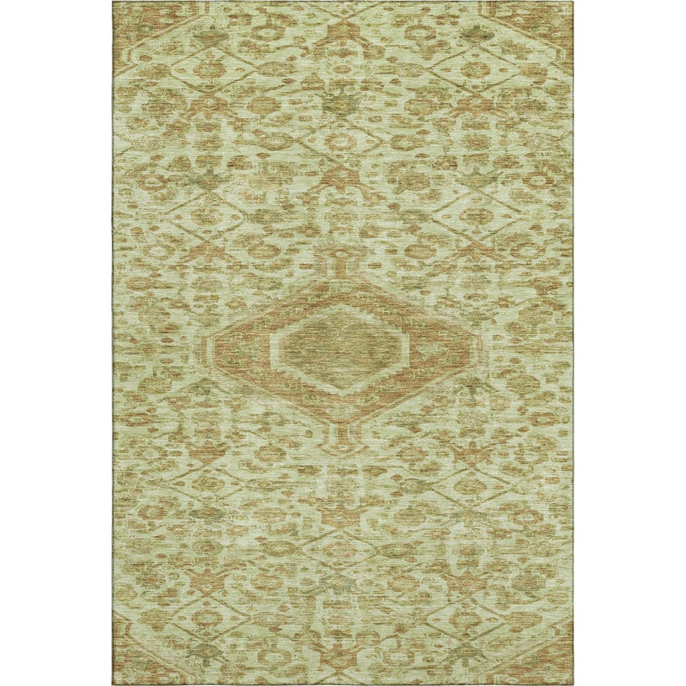 HomeRoots 9' X 12' Sage & Salmon Floral Area Rug - Washable, UV Protected, Stain Resistant for Busy Homes 691805