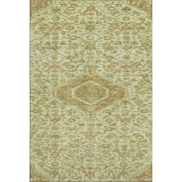 HomeRoots 9' X 12' Sage & Salmon Floral Area Rug - Washable, UV Protected, Stain Resistant for Busy Homes 691805
