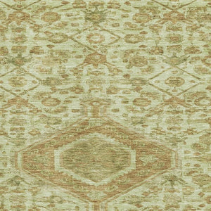 HomeRoots 9' X 12' Sage & Salmon Floral Area Rug - Washable, UV Protected, Stain Resistant for Busy Homes 691805