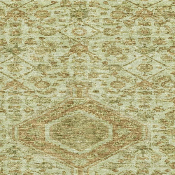HomeRoots 9' X 12' Sage & Salmon Floral Area Rug - Washable, UV Protected, Stain Resistant for Busy Homes 691805