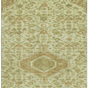 HomeRoots 9' X 12' Sage & Salmon Floral Area Rug - Washable, UV Protected, Stain Resistant for Busy Homes 691805