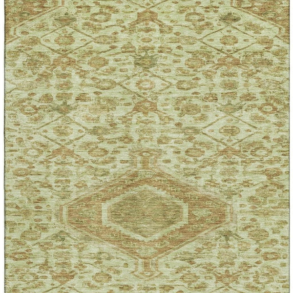 HomeRoots 9' X 12' Sage & Salmon Floral Area Rug - Washable, UV Protected, Stain Resistant for Busy Homes 691805