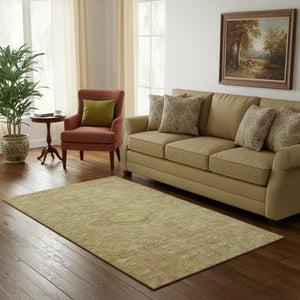 HomeRoots 5' X 8' Terra Cotta Floral Area Rug - UV Protection, Stain-Resistant, Durable for High-Traffic Homes 691808