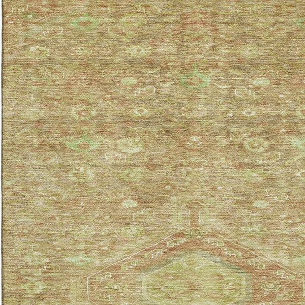 HomeRoots 5' X 8' Terra Cotta Floral Area Rug - UV Protection, Stain-Resistant, Durable for High-Traffic Homes 691808