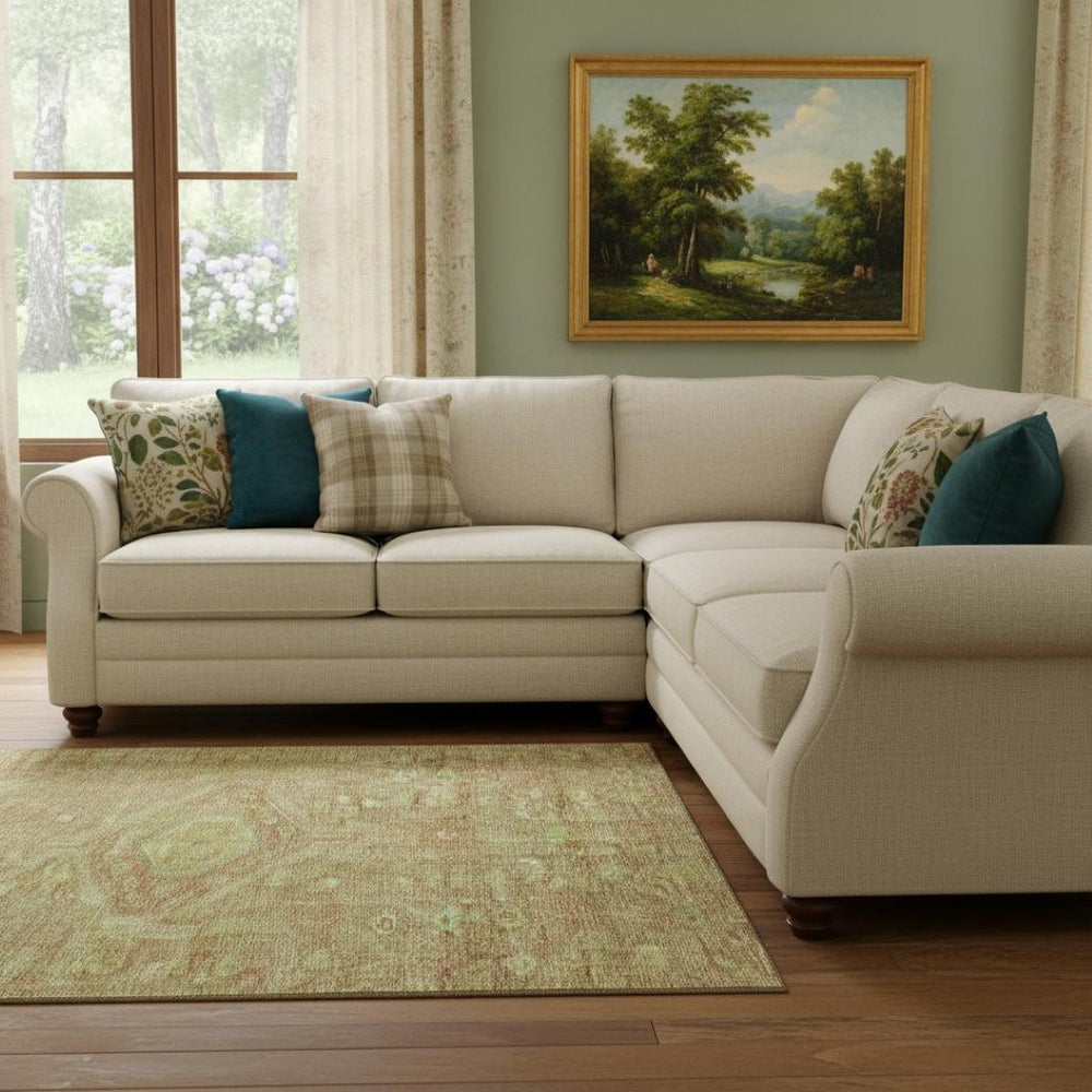 HomeRoots 8' Traditional Floral Washable Area Rug in Terra Cotta & Artichoke Green with UV Protection, Non-Slip 691810