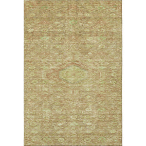 HomeRoots 8' Traditional Floral Washable Area Rug in Terra Cotta & Artichoke Green with UV Protection, Non-Slip 691810