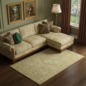 HomeRoots 10' X 14' Washable Floral Area Rug in Terra Cotta & Artichoke Green - UV Protected, Durable Design 691812