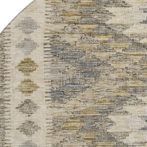 HomeRoots 8' X 8' Beige Gray Ivory Round Washable Rug with UV Protection - Durable & Stylish for Modern Homes 691815