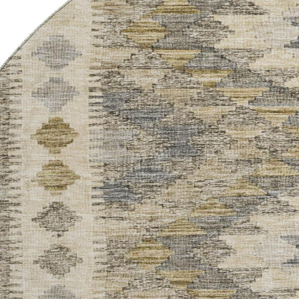 HomeRoots 8' X 8' Beige Gray Ivory Round Washable Rug with UV Protection - Durable & Stylish for Modern Homes 691815