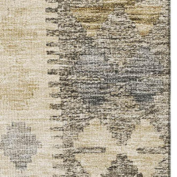 HomeRoots 8' Beige Gray Ivory Geometric Washable Area Rug - UV Protected, Stain-Resistant, Non-Slip Design 691816
