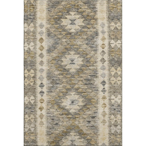 HomeRoots 9' X 12' Washable Beige Gray Ivory Geometric Area Rug - Durable, UV-Protected, Family-Friendly Design 691817
