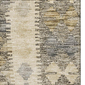 HomeRoots 9' X 12' Washable Beige Gray Ivory Geometric Area Rug - Durable, UV-Protected, Family-Friendly Design 691817