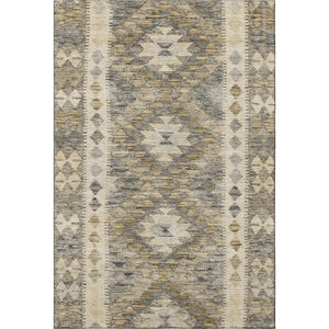 HomeRoots 9' X 12' Washable Beige Gray Ivory Geometric Area Rug - Durable, UV-Protected, Family-Friendly Design 691817