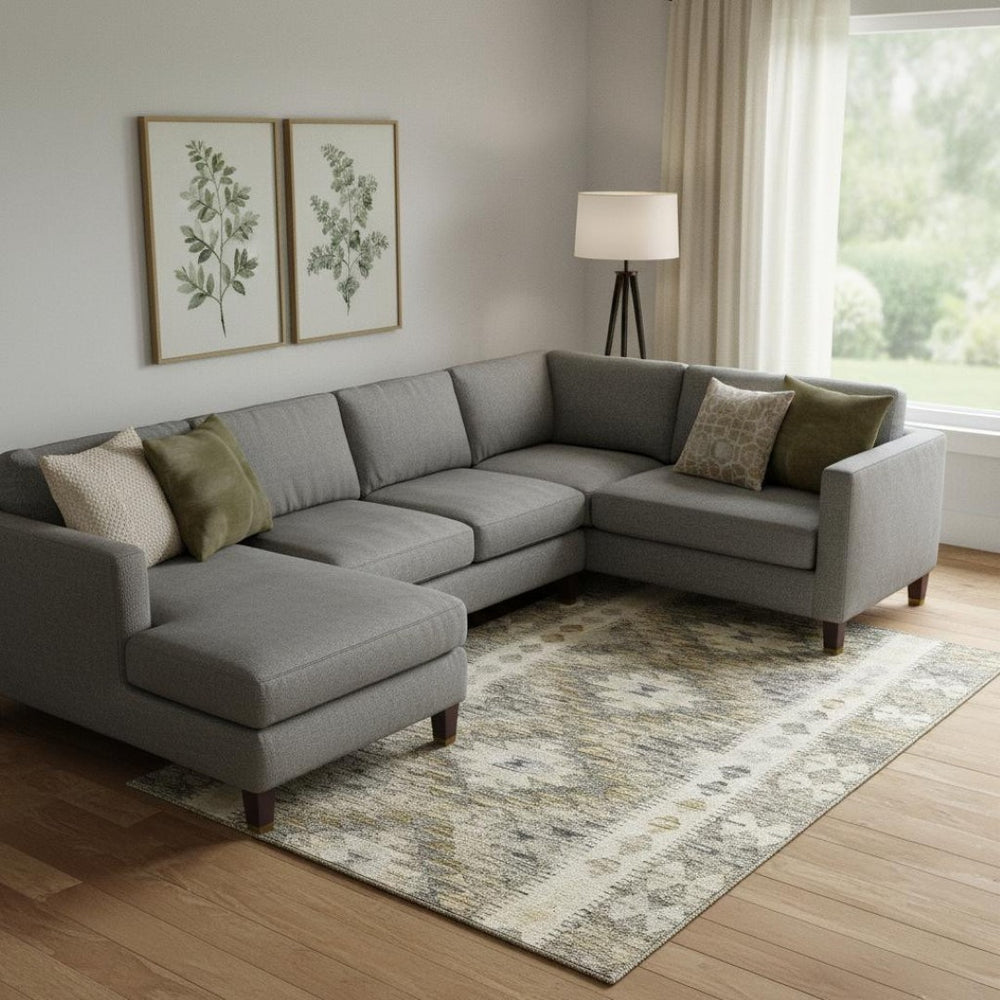 HomeRoots 10' X 14' Modern Geometric Washable Area Rug with UV Protection - Durable, Stylish, Family-Friendly Design 691818