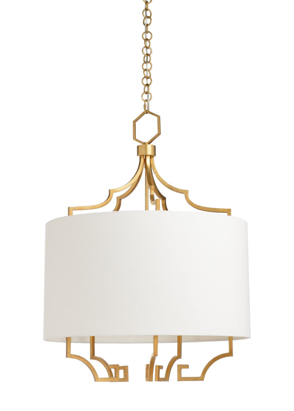 Chelsea House Chiara Off-White Linen Chandelier In Antique Gold Leaf — Transitional 26" Fixture, Soft Ambient Glow 69182