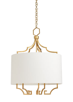 Chelsea House Chiara Off-White Linen Chandelier In Antique Gold Leaf — Transitional 26" Fixture, Soft Ambient Glow 69182