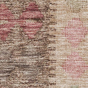 HomeRoots 5' X 8' Vibrant Brown Pink Teal Geometric Area Rug - Washable, Stain Resistant, UV Protected Design 691820