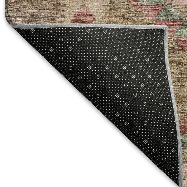 HomeRoots 8' X 8' Round Rug in Brown, Pink & Teal – Geometric Design with UV Protection & Washable Durability 691821