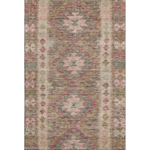 HomeRoots 10' X 14' Vibrant Geometric Area Rug - Brown, Pink & Teal, Stain-Resistant, UV Protected, Durable Design 691824