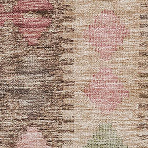 HomeRoots 10' X 14' Vibrant Geometric Area Rug - Brown, Pink & Teal, Stain-Resistant, UV Protected, Durable Design 691824