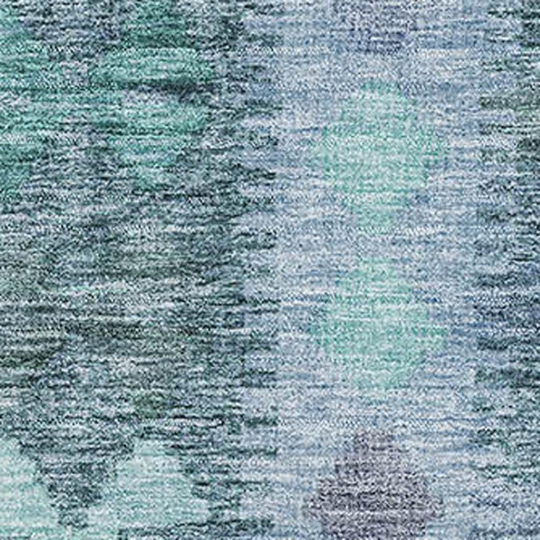 HomeRoots 5' X 8' Geometric Blue and Pale Aqua Washable Area Rug with UV Protection for Easy Care & Style 691826