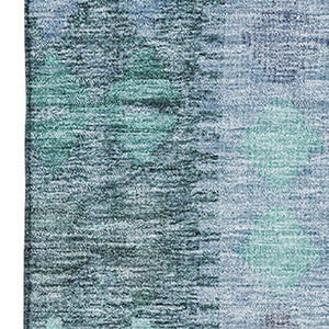 HomeRoots 9' X 12' Modern Blue and Aqua Geometric Washable Area Rug with UV Protection for Busy Homes 691829