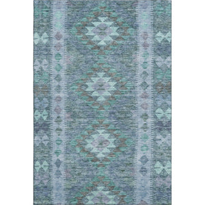 HomeRoots 10' Modern Geometric Blue & Aqua Washable Area Rug - UV Resistant, Stain-Resistant, Durable Design 691830
