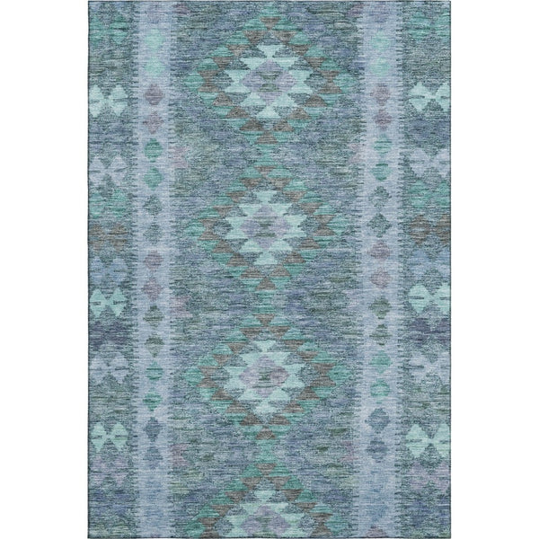 HomeRoots 10' Modern Geometric Blue & Aqua Washable Area Rug - UV Resistant, Stain-Resistant, Durable Design 691830