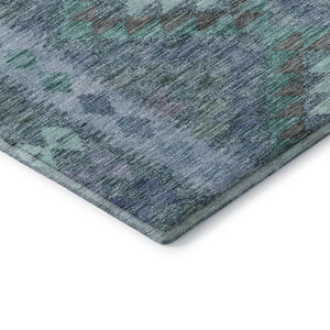 HomeRoots 10' Modern Geometric Blue & Aqua Washable Area Rug - UV Resistant, Stain-Resistant, Durable Design 691830