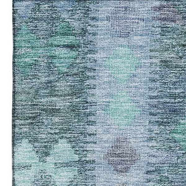 HomeRoots 10' Modern Geometric Blue & Aqua Washable Area Rug - UV Resistant, Stain-Resistant, Durable Design 691830
