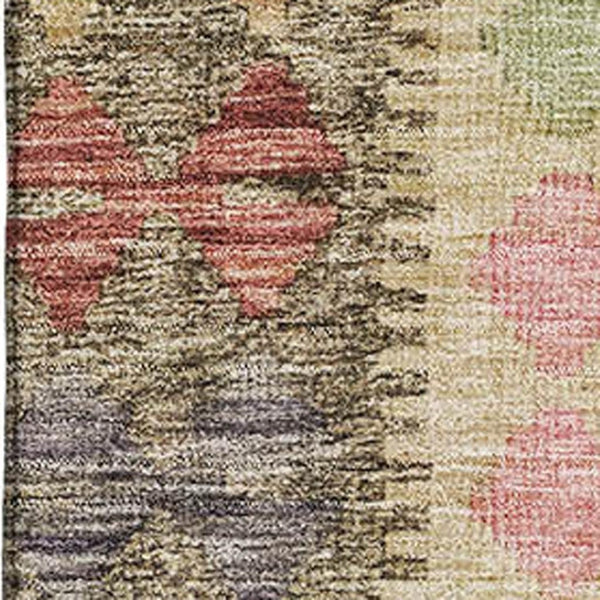 HomeRoots 5' X 8' Vibrant Geometric Area Rug in Green, Pink & Blue - Washable, UV-Protected, and Stylish! 691832