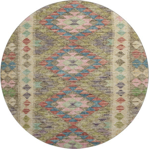 HomeRoots 8' X 8' Vibrant Geometric Washable Round Rug with UV Protection - Perfect for Kids, Pets & Style 691833