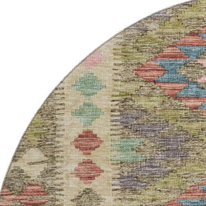 HomeRoots 8' X 8' Vibrant Geometric Washable Round Rug with UV Protection - Perfect for Kids, Pets & Style 691833