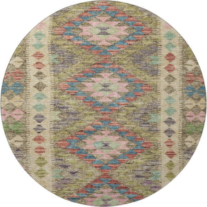 HomeRoots 8' X 8' Vibrant Geometric Washable Round Rug with UV Protection - Perfect for Kids, Pets & Style 691833