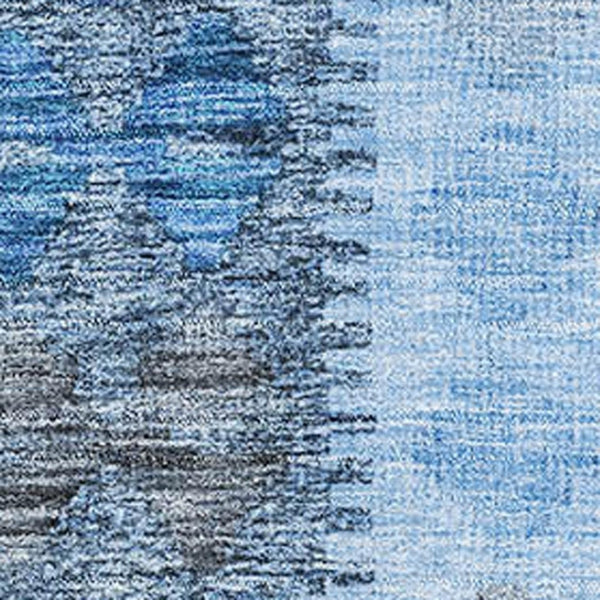 HomeRoots 8' Navy Blue Gray and Silver Geometric Washable Area Rug - Stylish, Durable, and UV Protected Design 691840