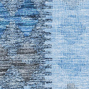 HomeRoots 9' X 12' Geometric Washable Area Rug in Navy, Gray & Silver - Durable, UV-Protected, Stylish Décor 691841