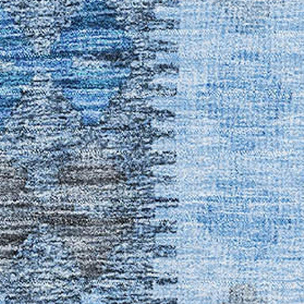 HomeRoots 9' X 12' Geometric Washable Area Rug in Navy, Gray & Silver - Durable, UV-Protected, Stylish Décor 691841