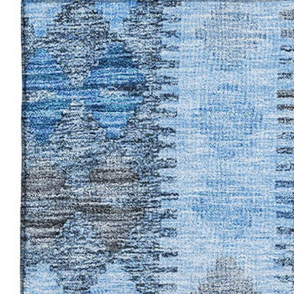 HomeRoots 9' X 12' Geometric Washable Area Rug in Navy, Gray & Silver - Durable, UV-Protected, Stylish Décor 691841