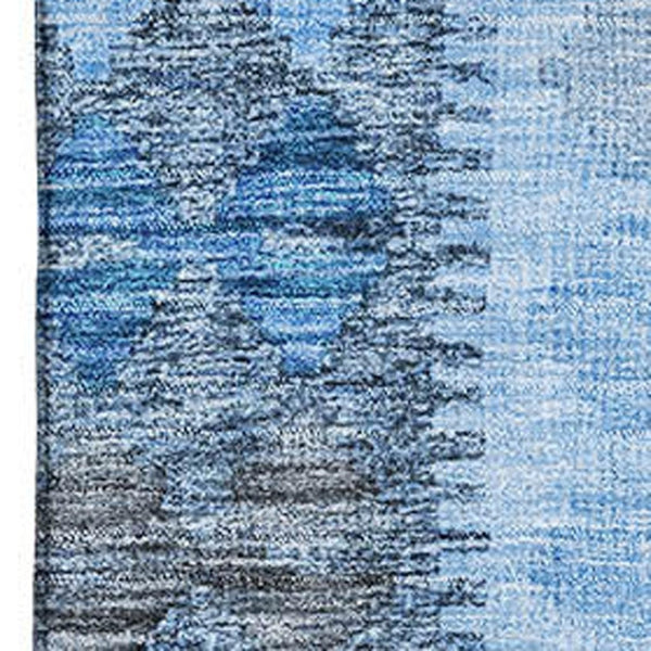 HomeRoots 10' X 14' Navy Blue Geometric Area Rug with UV Protection - Durable, Washable, Modern Design for Homes 691842