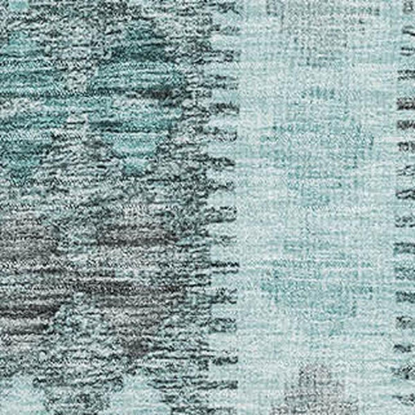 HomeRoots 5' X 8' Washable Teal Gray Aqua Geometric Area Rug with UV Protection for Stylish, Durable Comfort 691844