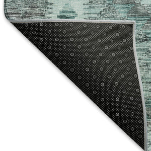 HomeRoots 9' X 12' Teal Gray Aqua Geometric Area Rug - Durable, Stain-Resistant with UV Protection for Homes 691847