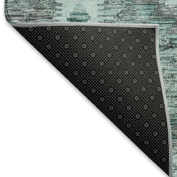 HomeRoots 9' X 12' Teal Gray Aqua Geometric Area Rug - Durable, Stain-Resistant with UV Protection for Homes 691847