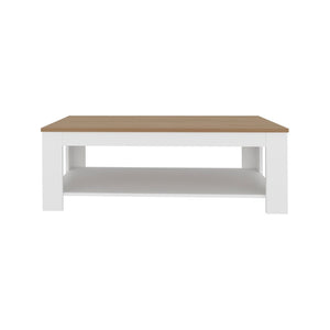 English Elm Rectangular Two-tone Coffee Table with Open Shelf Wenge Oak Living Room B128P473988