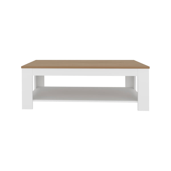 English Elm Rectangular Two-tone Coffee Table with Open Shelf Wenge Oak Living Room B128P473988